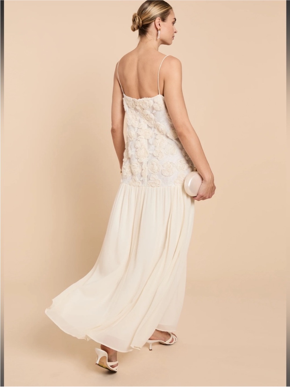NWT o.p.t. Ondine Rosette Textured Drop Waist Chiffon Dress Size Medium - Picture 4 of 11